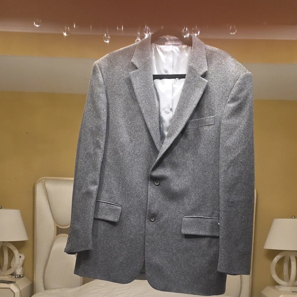 Oscar de la Renta Men's Gray Wool Blazer - Tailored Notch Lapel 44R